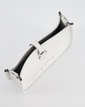 Hermès Mini Evelyne Bag in New White Clemence Leather with Palladium Hardware