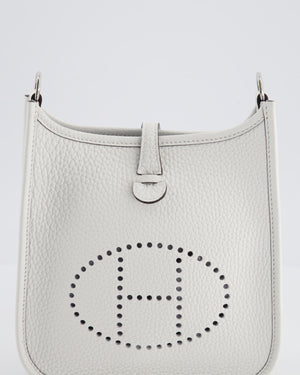 Hermès Mini Evelyne Bag in New White Clemence Leather with Palladium Hardware