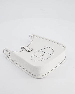 Hermès Mini Evelyne Bag in New White Clemence Leather with Palladium Hardware