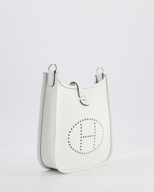 Hermès Mini Evelyne Bag in New White Clemence Leather with Palladium Hardware