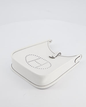 Hermès Mini Evelyne Bag in New White Clemence Leather with Palladium Hardware