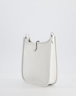 Hermès Mini Evelyne Bag in New White Clemence Leather with Palladium Hardware