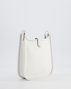 Hermès Mini Evelyne Bag in New White Clemence Leather with Palladium Hardware