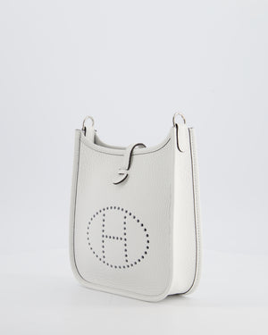 Hermès Mini Evelyne Bag in New White Clemence Leather with Palladium Hardware