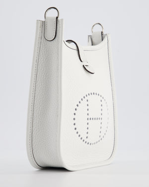 Hermès Mini Evelyne Bag in New White Clemence Leather with Palladium Hardware