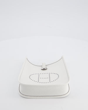 Hermès Mini Evelyne Bag in New White Clemence Leather with Palladium Hardware