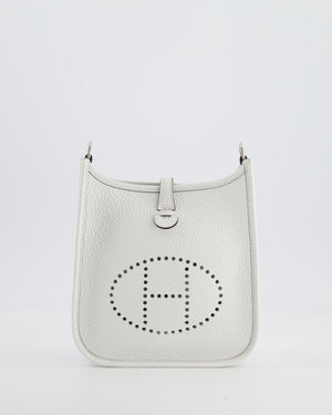 Hermès Mini Evelyne Bag in New White Clemence Leather with Palladium Hardware