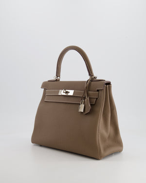 Hermès Kelly 28 Retourne Bag in Etoupe Togo Leather with Palladium Hardware