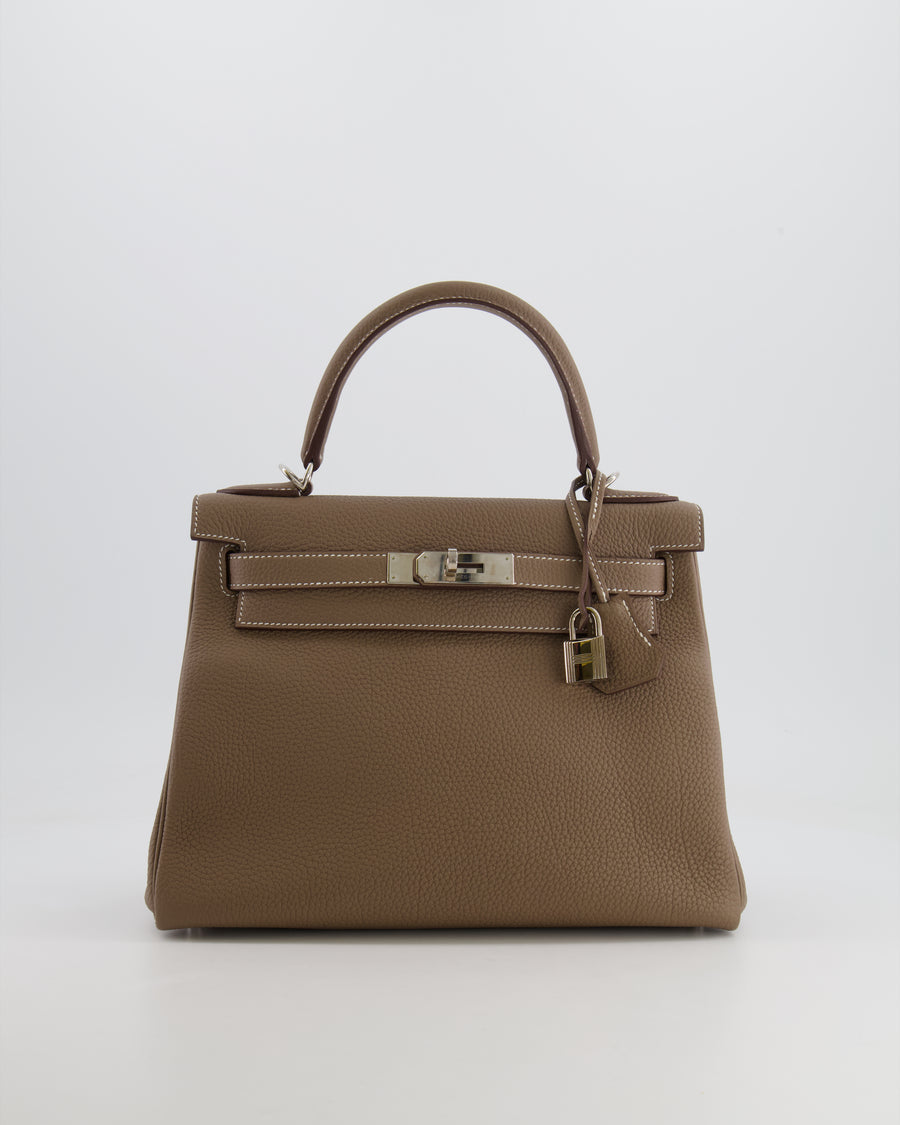 Hermès Kelly 28 Retourne Bag in Etoupe Togo Leather with Palladium Hardware