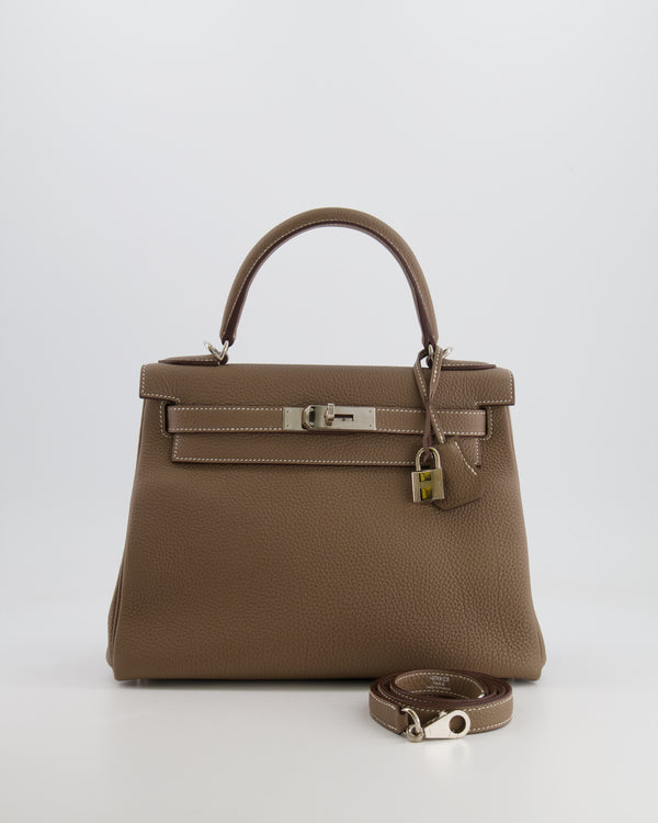 Hermès Kelly 28 Retourne Bag in Etoupe Togo Leather with Palladium Hardware