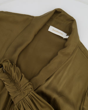 Zimmermann Olive Green Silk Wrap Mini Dress Size 3 (UK 14)