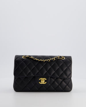 Chanel Black Small Classic Double Flap Bag in Lambskin Leather with Gold Hardware