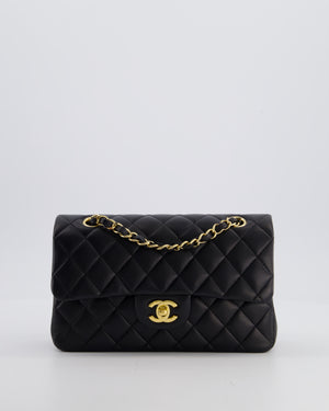 Chanel Black Small Classic Double Flap Bag in Lambskin Leather with Gold Hardware