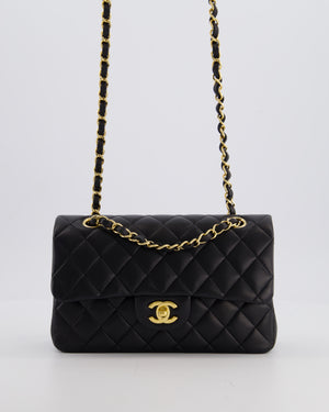 Chanel Black Small Classic Double Flap Bag in Lambskin Leather with Gold Hardware