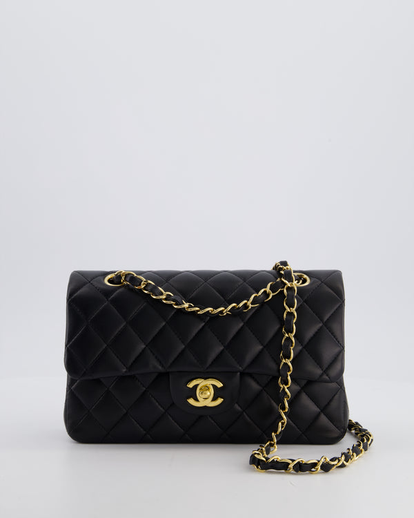 Chanel Black Small Classic Double Flap Bag in Lambskin Leather with Gold Hardware