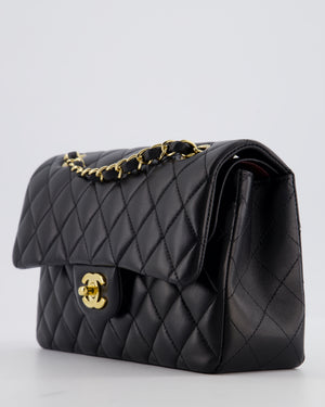 Chanel Black Small Classic Double Flap Bag in Lambskin Leather with Gold Hardware