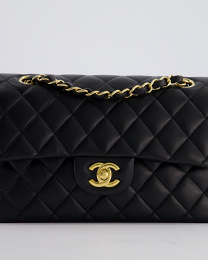 Chanel Black Small Classic Double Flap Bag in Lambskin Leather with Gold Hardware