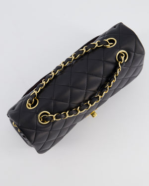 Chanel Black Small Classic Double Flap Bag in Lambskin Leather with Gold Hardware