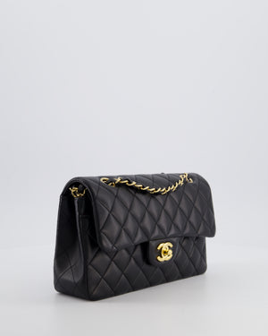 Chanel Black Small Classic Double Flap Bag in Lambskin Leather with Gold Hardware