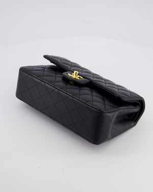 Chanel Black Small Classic Double Flap Bag in Lambskin Leather with Gold Hardware