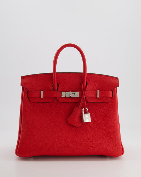 Hermès Birkin 25 Retourne Bag in Rouge de Coeur Togo Leather with Palladium Hardware