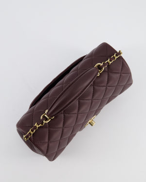 Chanel Mini Rectangular Top Handle Bag in Dark Burgundy Lambskin Leather with Champagne Gold Hardware