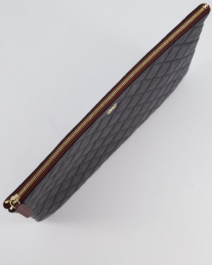 Chanel Large Black O Case Zip Pouch in Caviar Leather with Champagne Gold Hardware