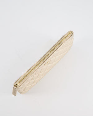 Chanel Medium Metallic Light Gold O Case Zip Pouch in Lambskin Leather with Champagne Gold Hardware