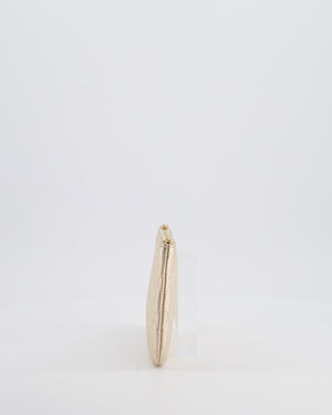 Chanel Medium Metallic Light Gold O Case Zip Pouch in Lambskin Leather with Champagne Gold Hardware
