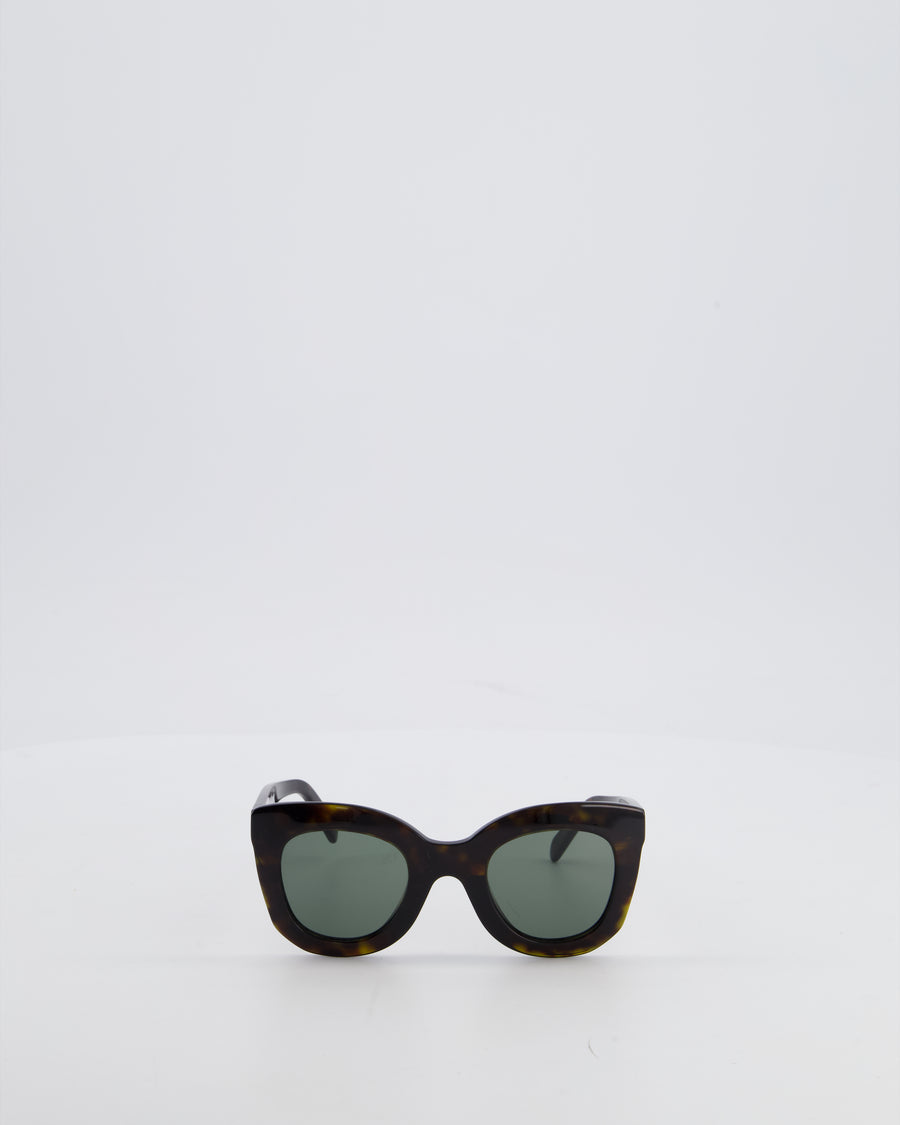 Céline Marta Sunglasses in Dark Brown Acetate with Gold Logo Detail