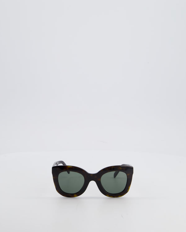 Céline Marta Sunglasses in Dark Brown Acetate with Gold Logo Detail