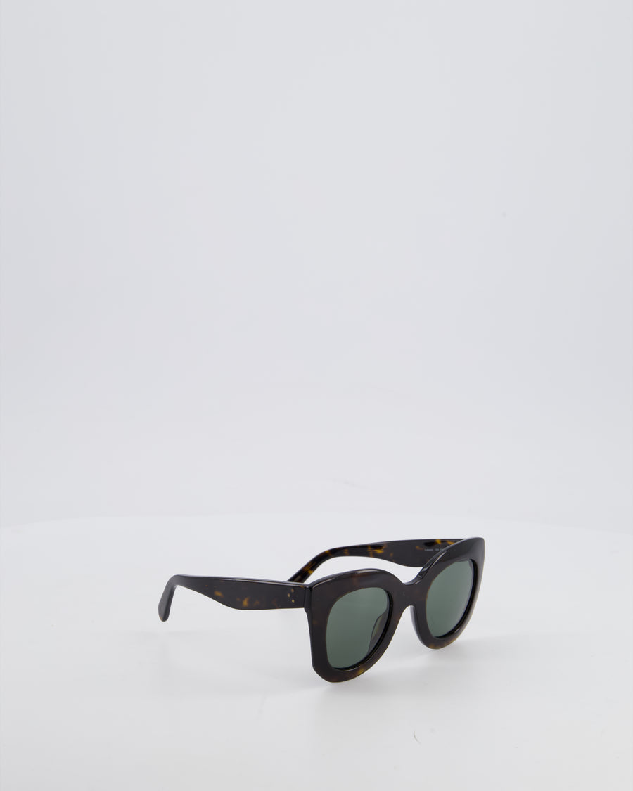 Céline Marta Sunglasses in Dark Brown Acetate with Gold Logo Detail