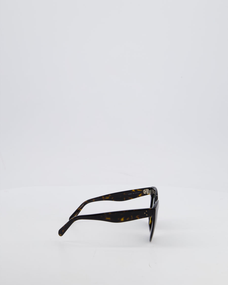 Céline Marta Sunglasses in Dark Brown Acetate with Gold Logo Detail