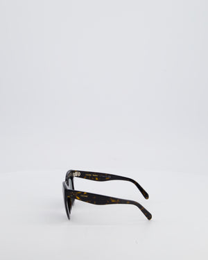 Céline Marta Sunglasses in Dark Brown Acetate with Gold Logo Detail