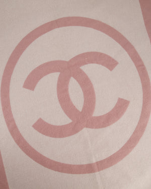 Chanel Pink & Beige Cashmere Shawl with Chanel Logo Detail