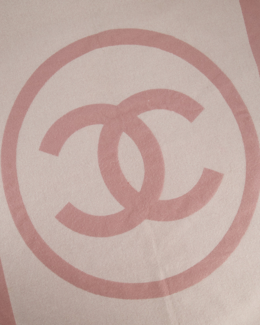 Chanel Pink & Beige Cashmere Shawl with Chanel Logo Detail