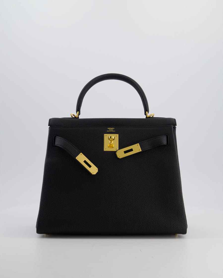 Hermès Kelly 28 Retourne Bag in Noir Togo Leather with Gold Hardware