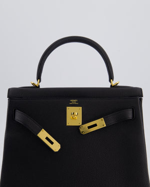 Hermès Kelly 28 Retourne Bag in Noir Togo Leather with Gold Hardware