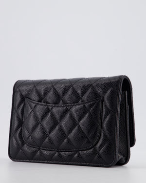 Chanel Black Wallet on Chain Bag in Caviar Leather with Gold Hardware