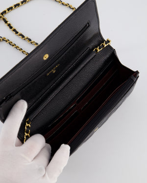 Chanel Black Wallet on Chain Bag in Caviar Leather with Gold Hardware