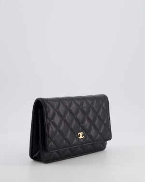 Chanel Black Wallet on Chain Bag in Caviar Leather with Gold Hardware