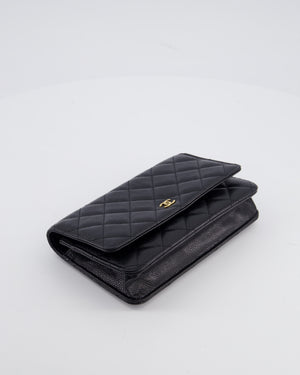 Chanel Black Wallet on Chain Bag in Caviar Leather with Gold Hardware