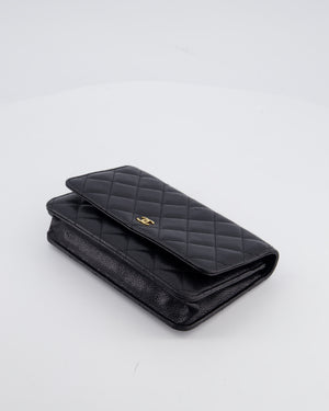 Chanel Black Wallet on Chain Bag in Caviar Leather with Gold Hardware