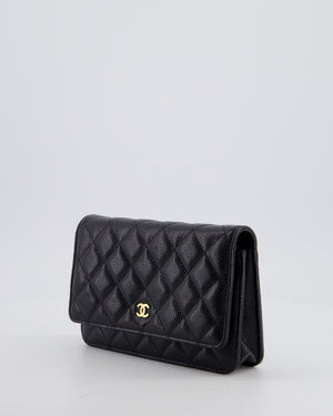 Chanel Black Wallet on Chain Bag in Caviar Leather with Gold Hardware