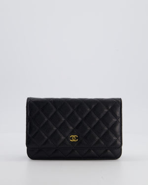 Chanel Black Wallet on Chain Bag in Caviar Leather with Gold Hardware