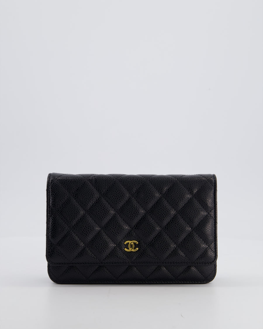 Chanel Black Wallet on Chain Bag in Caviar Leather with Gold Hardware