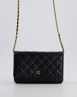 Chanel Black Wallet on Chain Bag in Caviar Leather with Gold Hardware