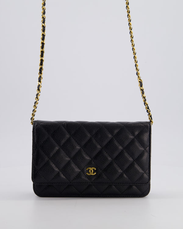 Chanel Black Wallet on Chain Bag in Caviar Leather with Gold Hardware