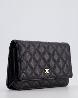 Chanel Black Wallet on Chain Bag in Caviar Leather with Gold Hardware