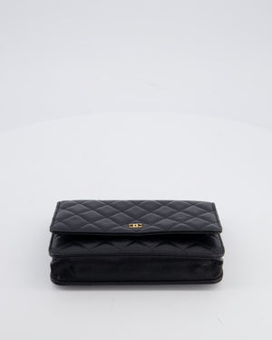 Chanel Black Wallet on Chain Bag in Caviar Leather with Gold Hardware